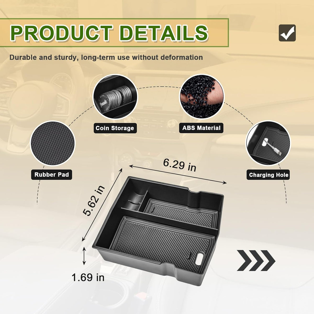 Center Console Organizer Tray for 2019-2024 Subaru Forester