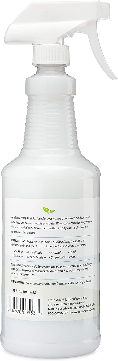 Fresh Wave IAQ Commercial Odor Eliminating Air & Surface Spray with Trigger, 32 Fl. Oz. | Safer Odor Relief | Natural Plant-Based Odor Eliminator | Odor Absorber for Home or Commercial Areas