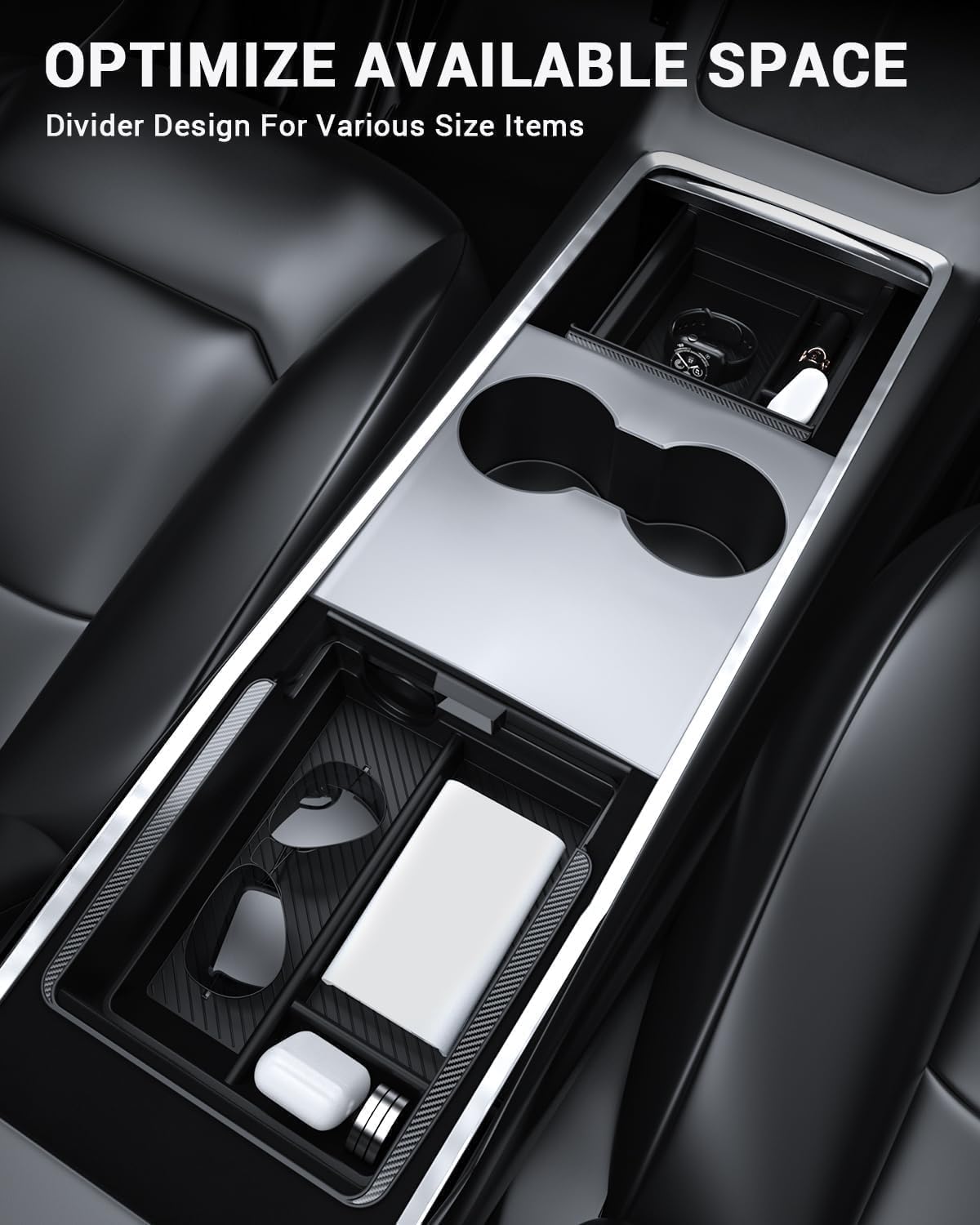 BASENOR 3PCS Center Console Organizer for Tesla Model Y Model 3