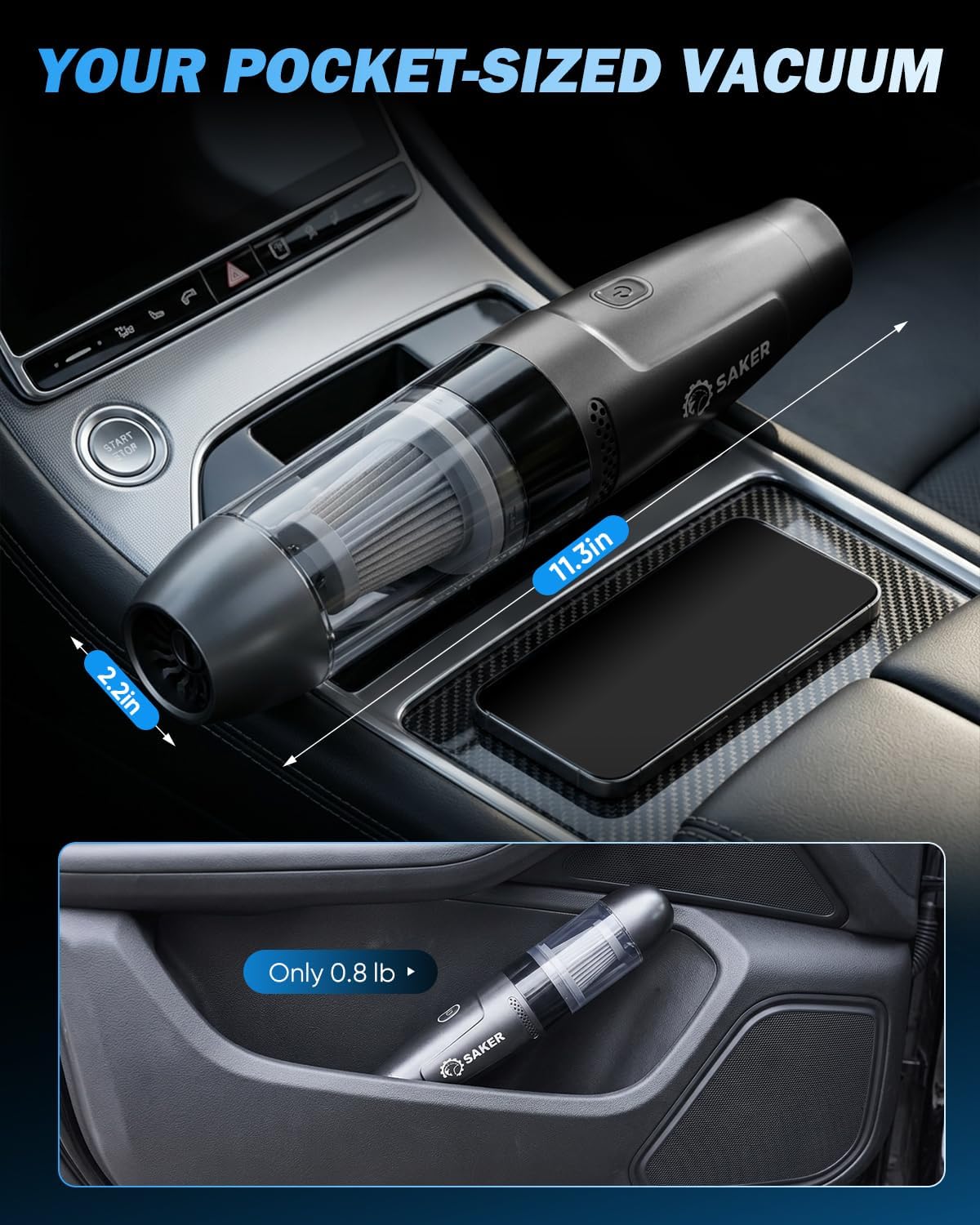 Saker Mini Handheld Vacuum Cleaner Portable for Cars