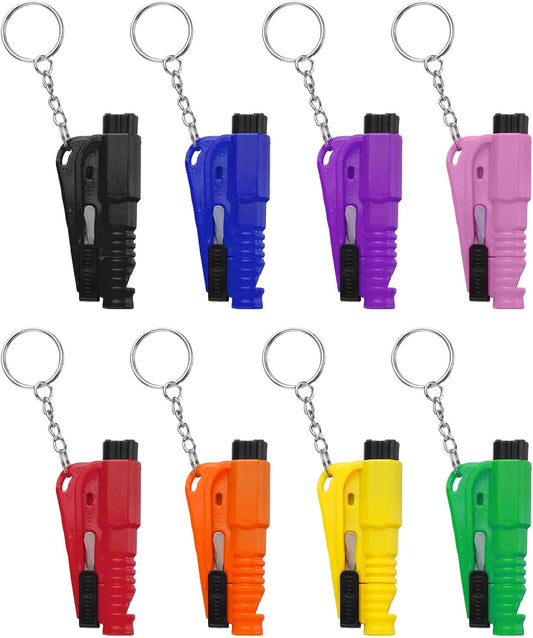 LECART 8 Pack Car Window Glass Breaker Keychain Emergency Escape Tools 3 in 1 Design Safety Tool with Window Breaker Seatbelt Cutter Whistle Instant Vehicle Safety Device for Drivers, Family