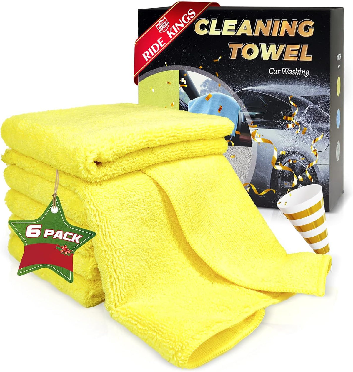 Car Wash Towels 16x16 - Microfiber, Yellow 6-Pack