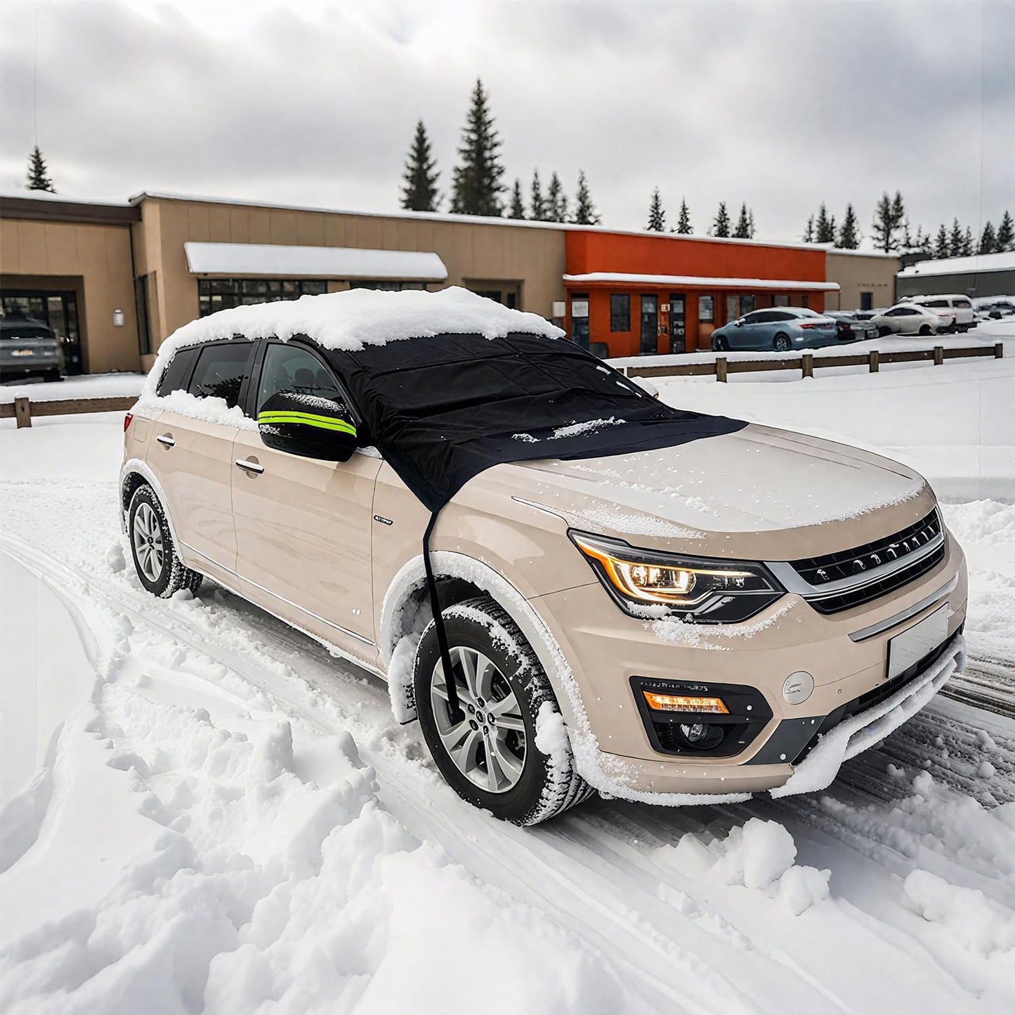 Car Windshield Sun Shade,Two Sided Functional,Windshield Covers for Snow and Ice Windshield Protector for Cars, SUVs, Trucks,Secure Fit Waterproof Frost Cover,Waterproof All Weather