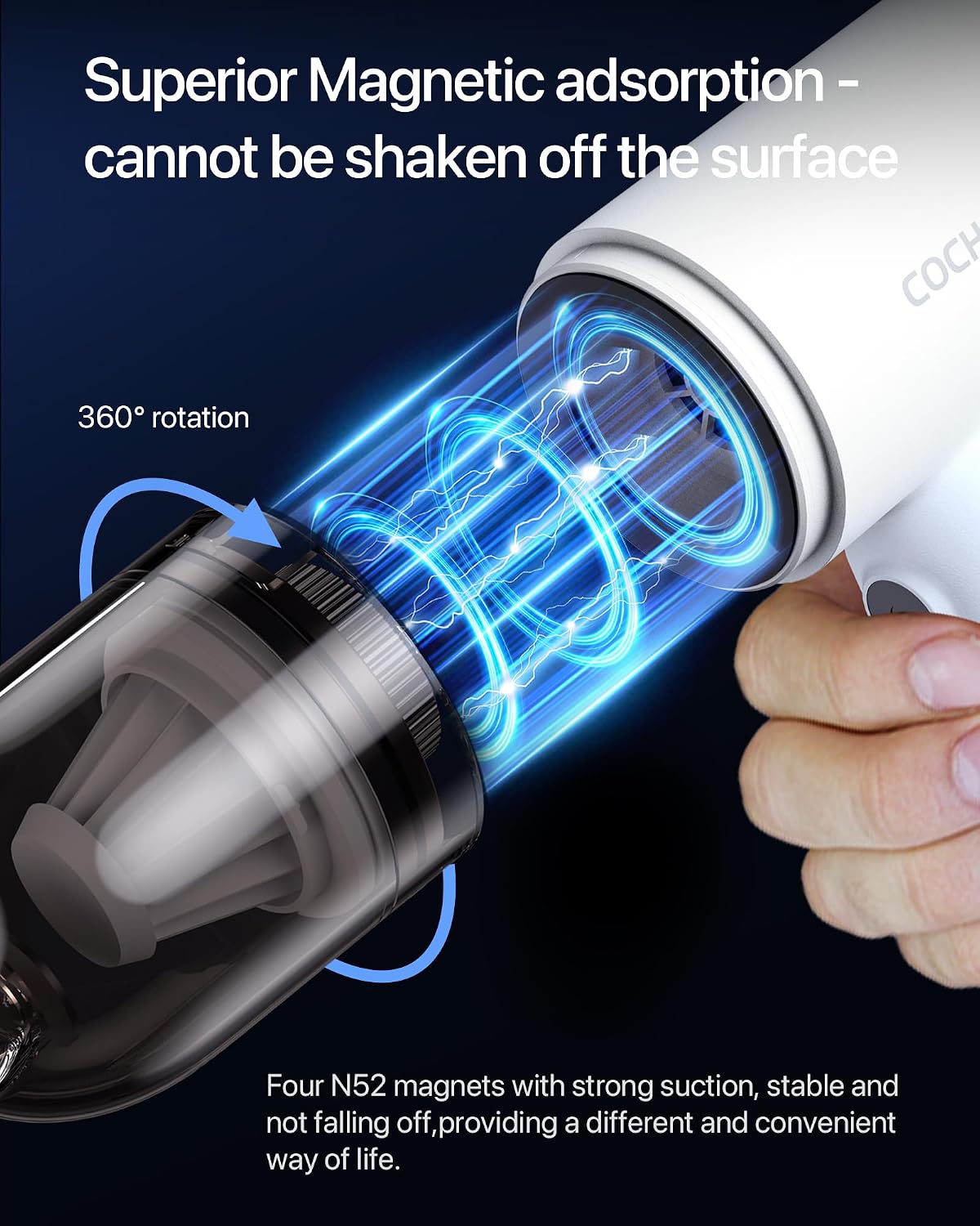 Portable Handheld Cordless Vacuum，18KPA 4-in-1 Magnetic Handheld Car Vacuum Cleaner Cordless with LED Light，30Mins Runtime& Type C Fast Charging，Low Noise for Car，Keyboard，Shelf