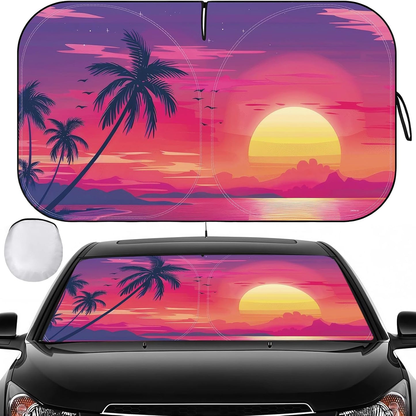 Car Windshield Sun Shade, Foldable Front Window Sunshade Blocks UV Rays, Keep Car Interior Cool, Universal Fit for Hatchback, Truck, SUV, MPV