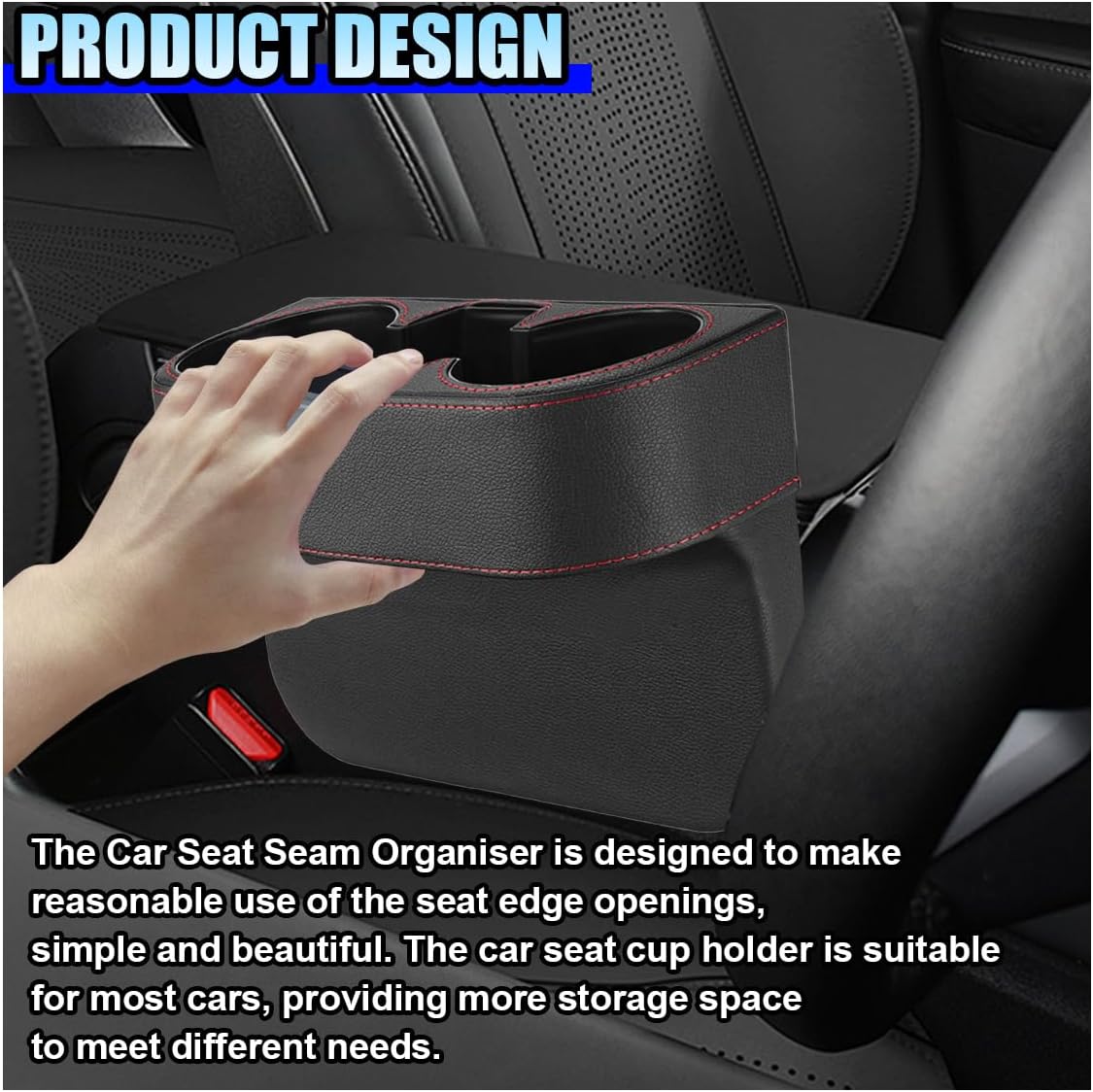 ZIMISI Car Cup Holder, Leather Front Console Gap Filler Organizer (Black) | Car Seat Gap Filler Storage Box, Multifunctional Car Cup Drink Holder, Coin Bucket, Cell Mobile Phone Holder
