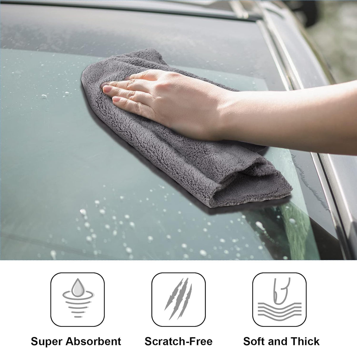 Shimeyao 30 Pcs 16 x 16 Inch Microfiber Car Towels, 500 GSM Edgeless Plush
