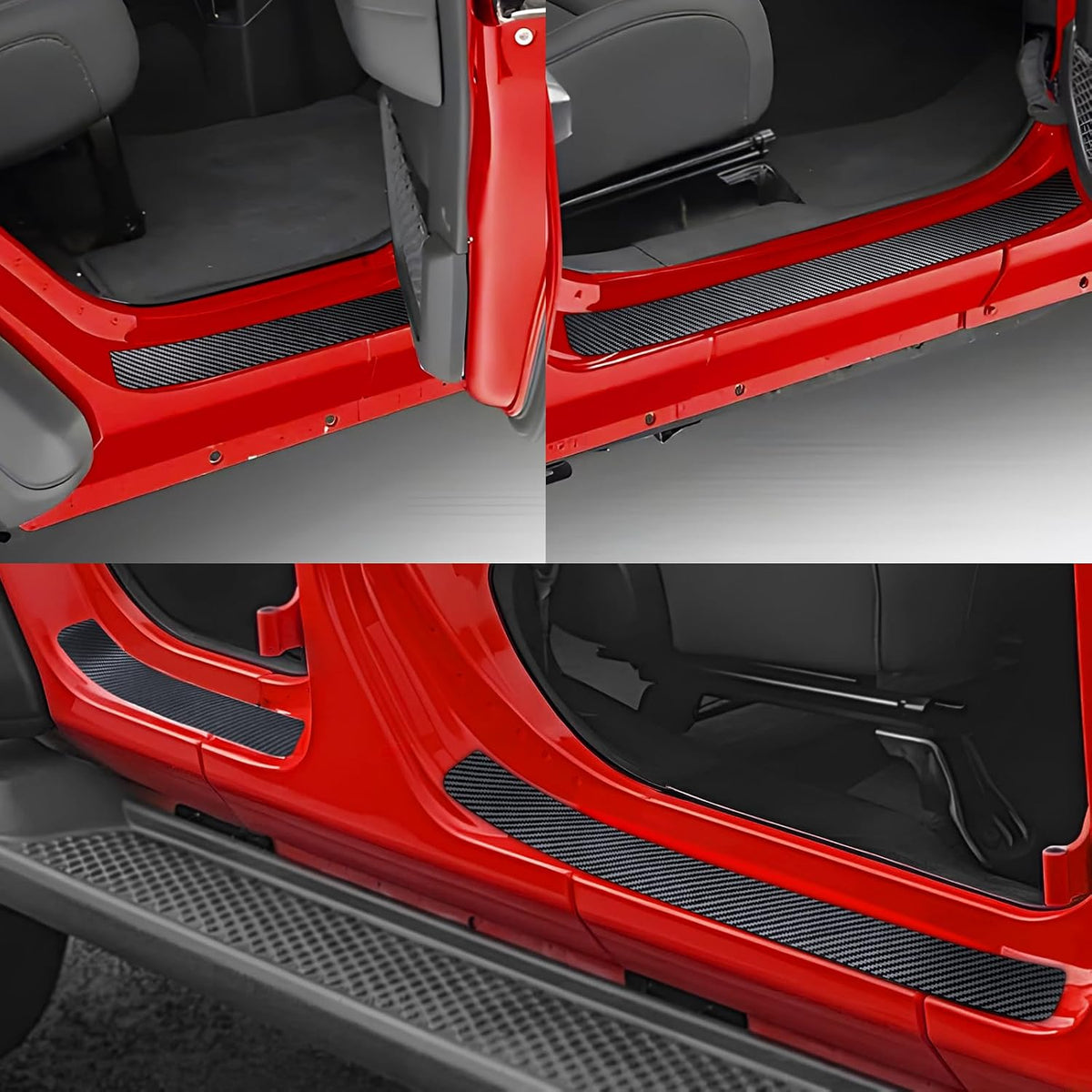 No Adhesive Magnetic Car Door Sill Protector, Anti-Scratch Carbon Fiber Door Entry Guard, Universal Door Threshold Protector Cover Fits for Most Cars(Carbon Fiber Black)