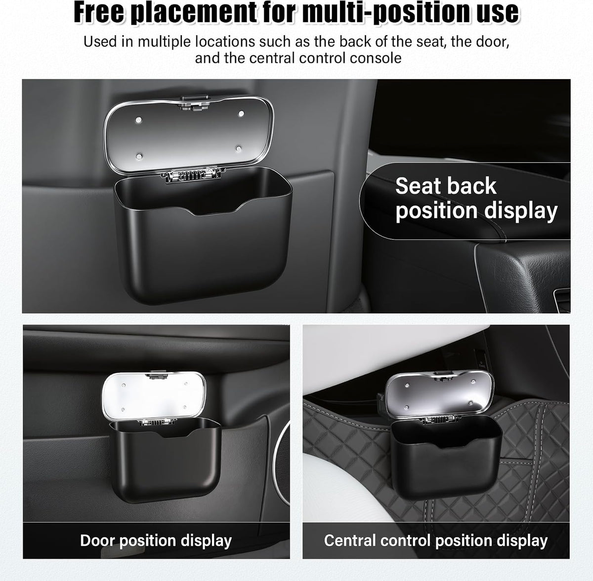 UYYE Car Trash Can, Car Garbage Bin with Lid & Handle - Leak-Proof Mini Trash Can for Car, Truck, SUV - Essential Car Accessories for Organization (Black)