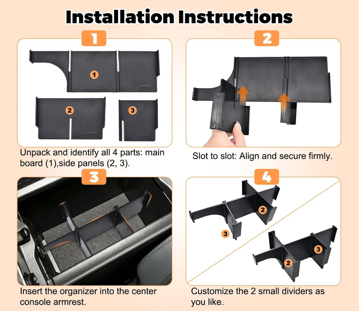 GZSH 3 PCS Center Console Organizer for Toyota RAV4 2026+ Accessories
