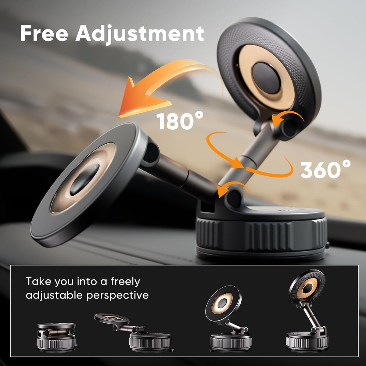 Car Phone Holder for Magsafe [120+LBS Strong Suction & 2800gf Magnetic]