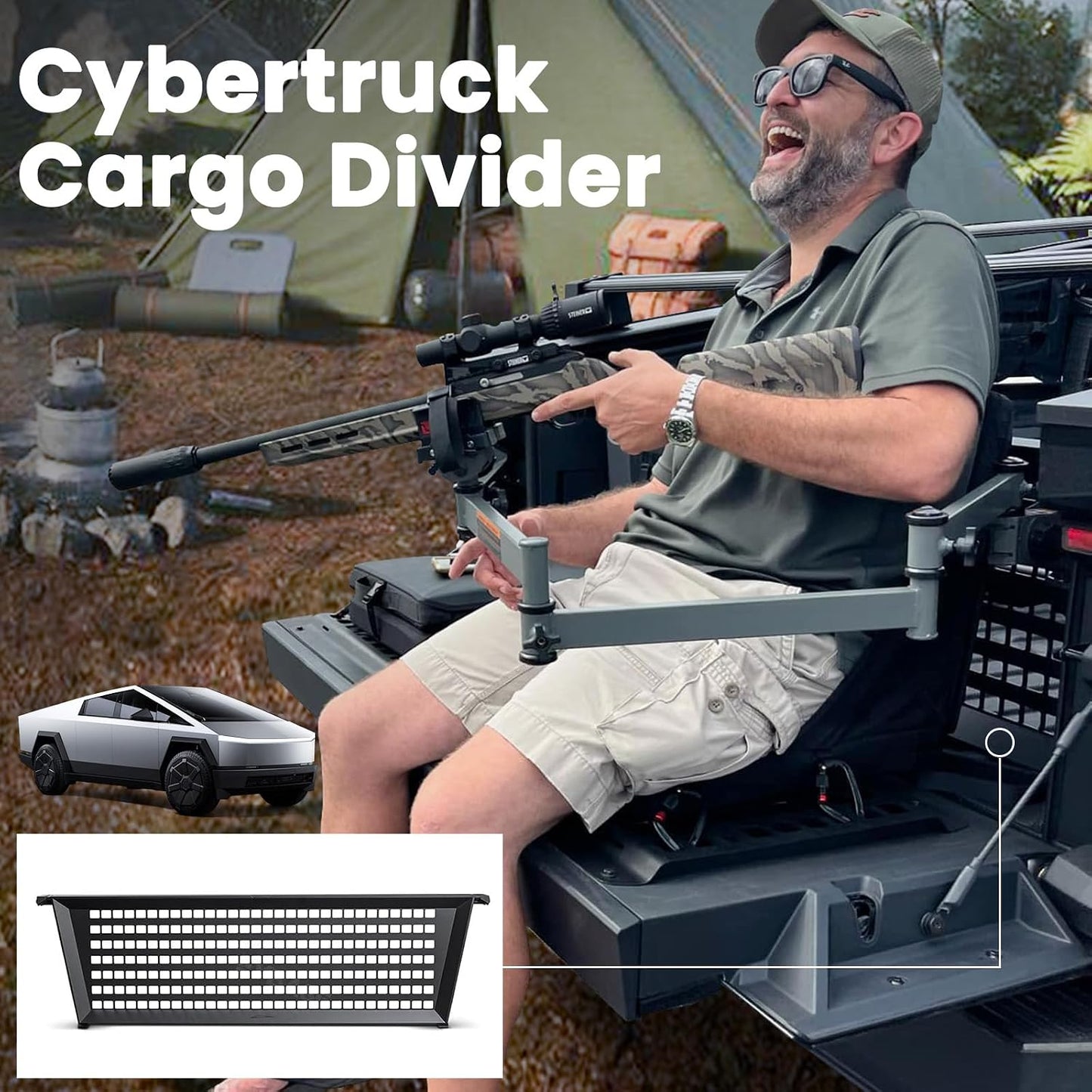 Truck Bed Divider for Tesla Cybetruck Accessories 2023-2026, Adjustable Cargo Dividers Aluminum Modular Storage Organizer Molle Panels for Camping, Off-Road (NOT for 2026 Dual Motor AWD)