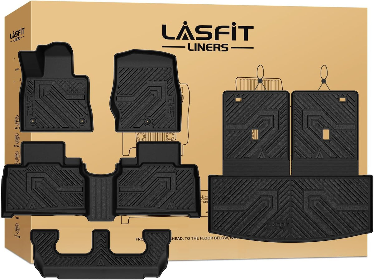 LASFIT Floor Mats for Ford Explorer 2020-2026 2027 7 Seats with Cargo Liner