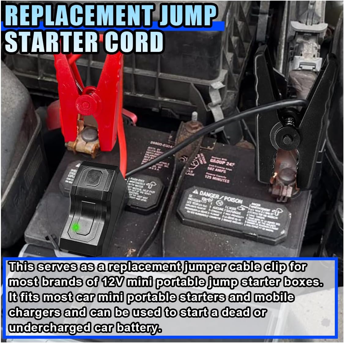 Smart Jumper Starter Clamps, Portable Car Battery Booster Clamp Cables, Automotive Alligator Clamp Replacement, Intelligent Emergency Jumper Cables Clamps Battery Clips for 12V Car Jump Starter