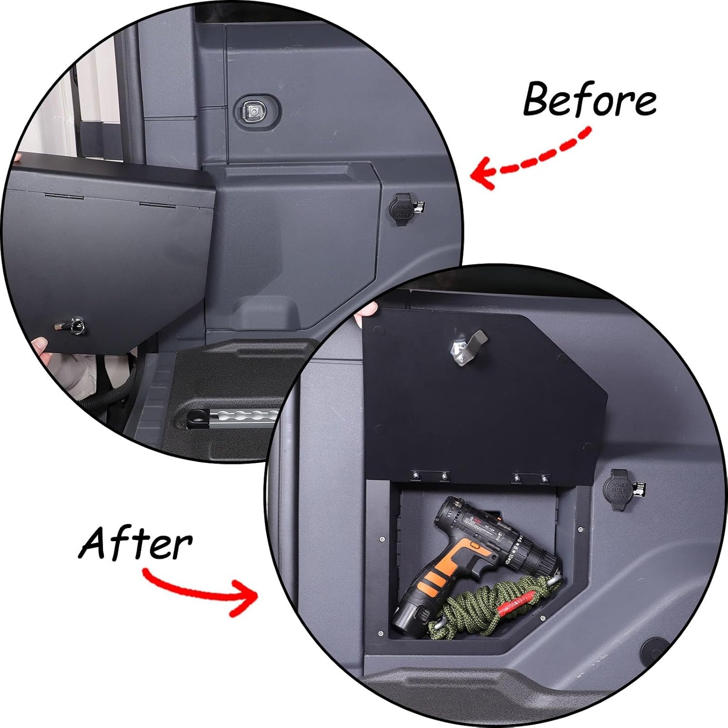 Car Trunk Organizer Compatible with INEOS Grenadier 2020-2024 Carbon Steel Black Trunk Left Side Shelf Lock Box Security Locking Storage with Key