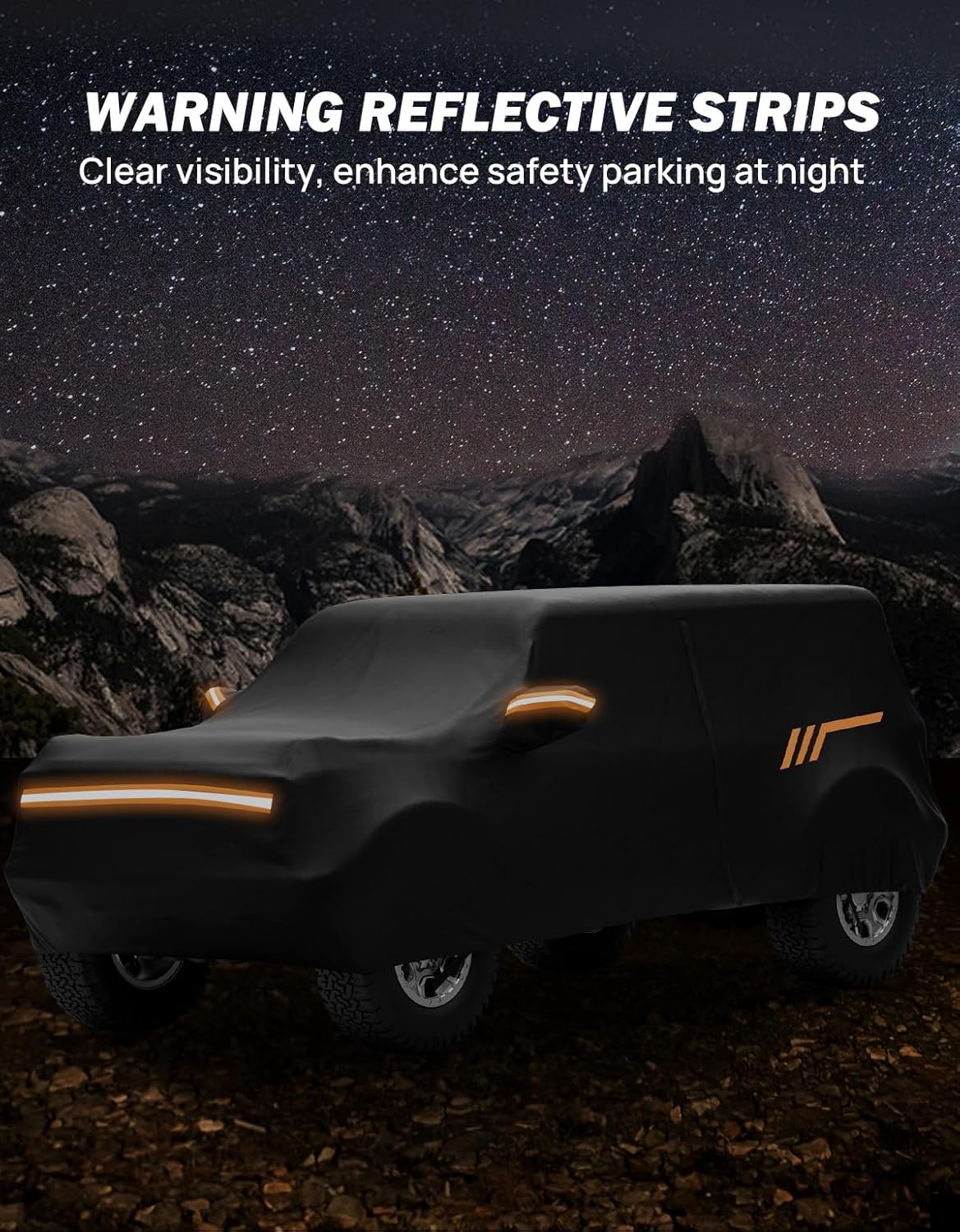 JOYTUTUS Car Cover Compatible with Bronco 4 Door 2021-2026 | Waterproof All-Weather Protection with Zipper Entry & Anti-Theft Lock | Windproof Cover (Not Fit Bronco Sport)