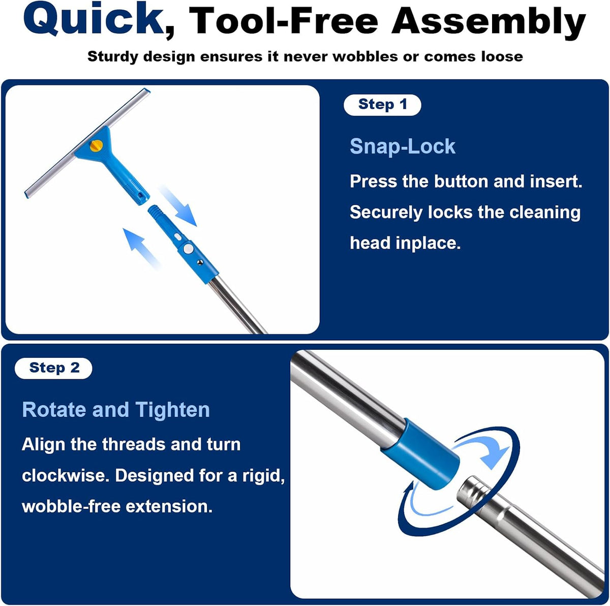 Window Cleaning Kit with Bucket 3 Gallon for Home, Car &RV, Blue