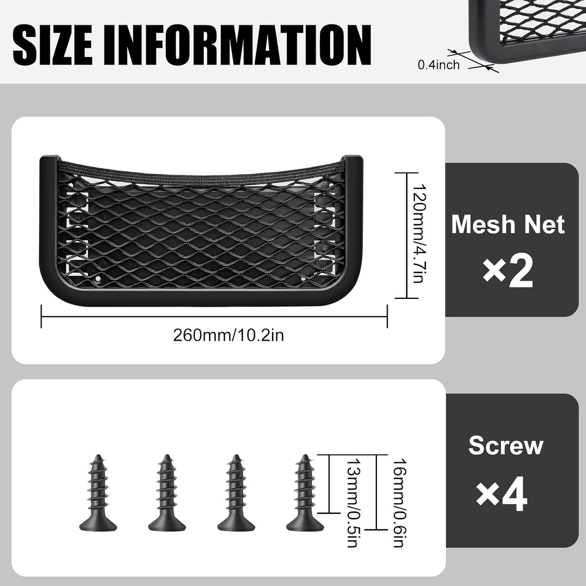 ABS Framed Cargo Storage Nets, 2-Pack, 10 x 4.7 in