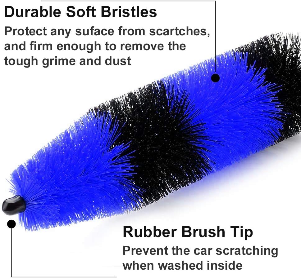 Linkhood 2-Pack Master Wheel Brush, Easy Reach Wheel and Rim Detailing Brush 18’’ Long Soft Bristle, Car Wheel Brush, Rim Tire Detail Brush,Multipurpose use for Wheels,Rims,Exhaust Tips,Motorcycles