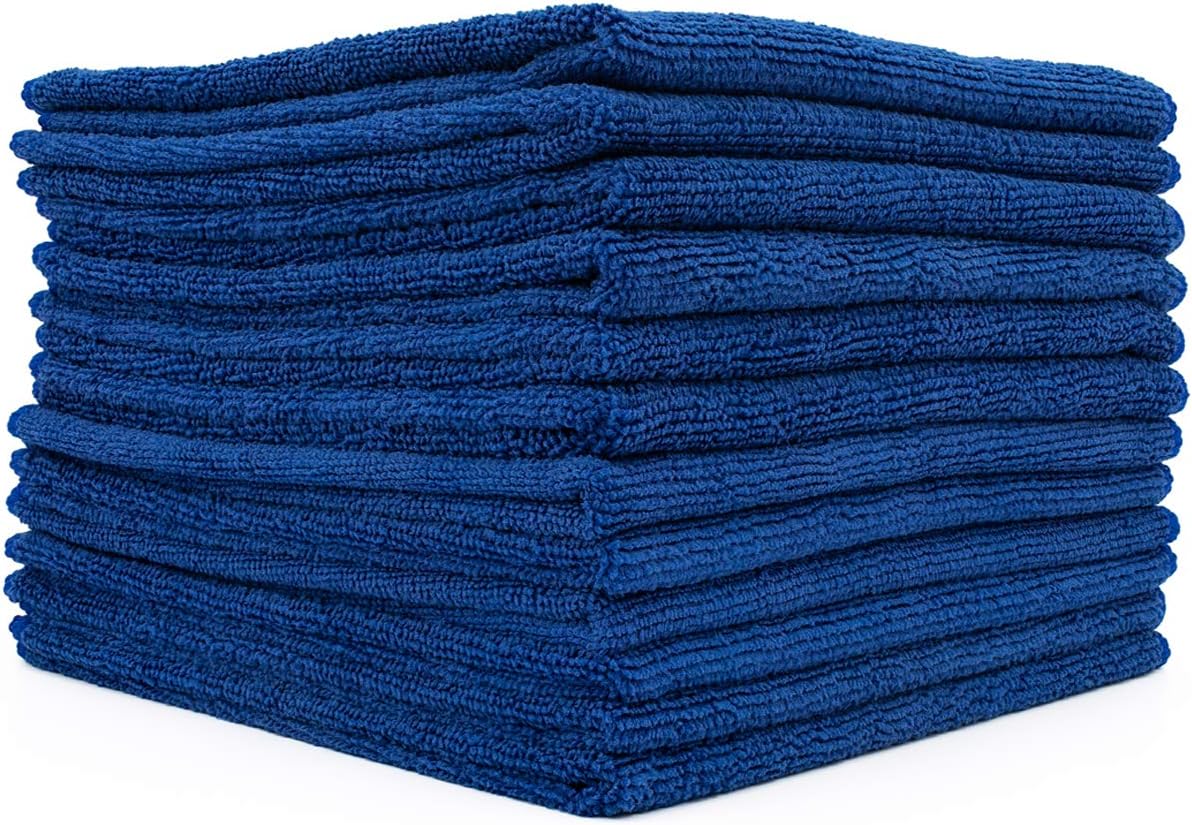 The Rag Company - All-Purpose Microfiber Terry Cleaning Towels - Commercial Grade, Highly Absorbent, Lint-Free, Streak-Free, Kitchens, Bathrooms, Offices, 300gsm, 16in x 16in, Royal Blue (12-Pack)