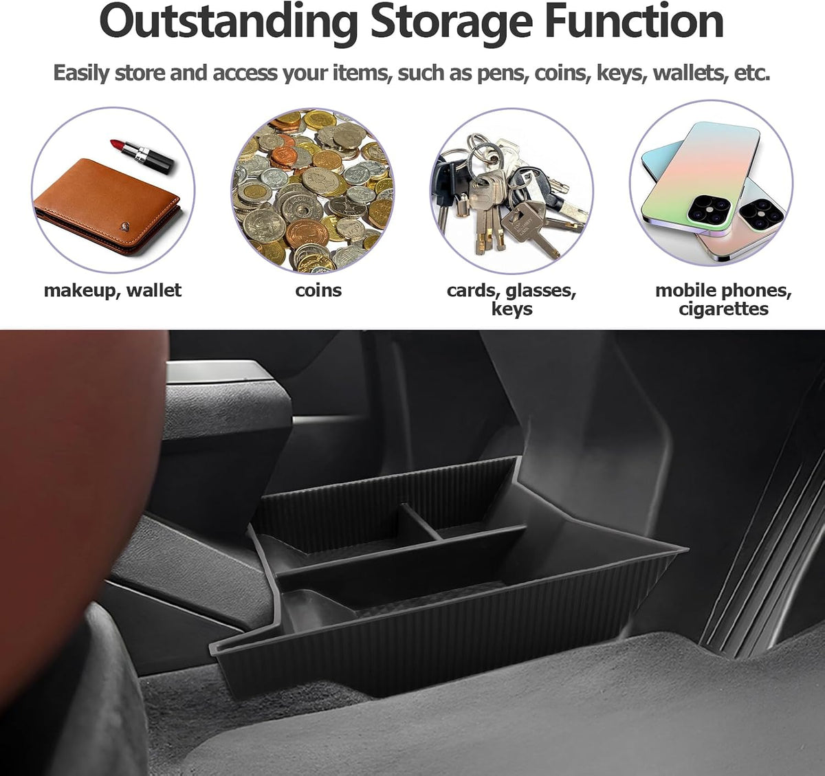 LUWU for 2024 2025 2026 BMW iX Center Console Organizer 2022-2026 BMW iX xDrive45 xDrive60 M70 Armrest Storage Box Lower Console Organizer Storage Tray iX i20 Armrest Console Organizer iX Accessories