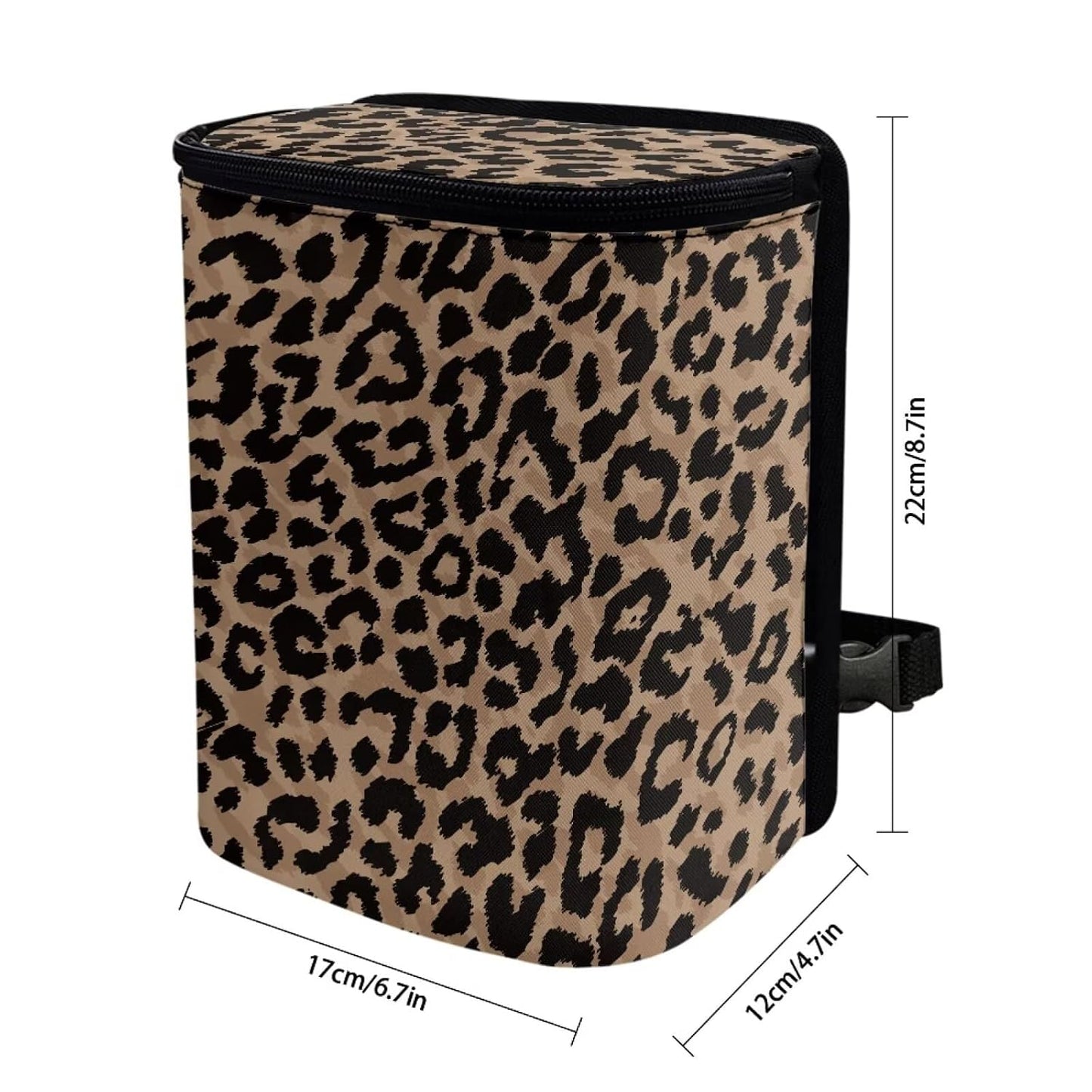 Funnydude Leopard Print Car Trash Can Bin for Back Seat Collapsible Trash Can Auto Garbage Cans Organizer