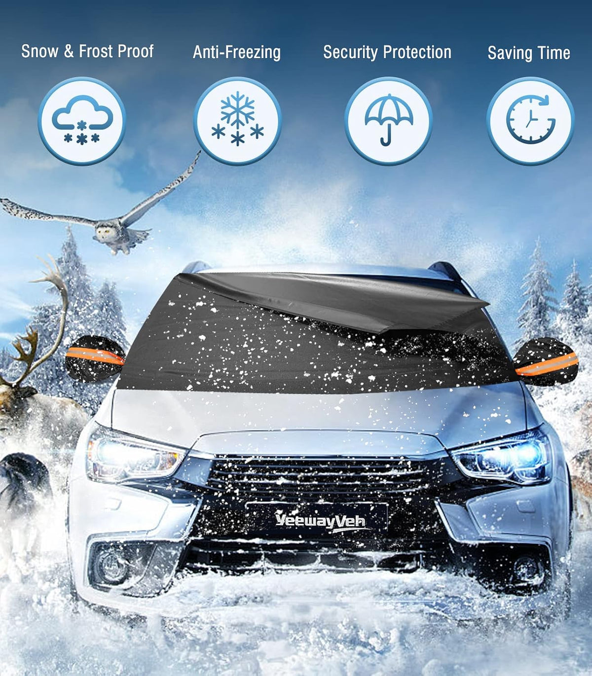 YeewayVeh Truck Windshield Cover for Ice and Snow, XL ((74" x 46")