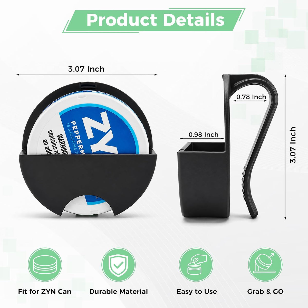 2-Pack Car Visor Holder Clip for ZYN Pouches, Dip Can Holder for ZYN, Snuff Holder for Sun Visor or Belt, Secure & Travel-Friendly Organizer, Great Gift for ZYN Enthusiasts