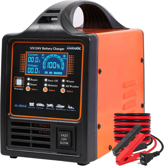 12V/24V Car Battery Charger Heavy Duty 0-15A Automatic Battery Maintainer