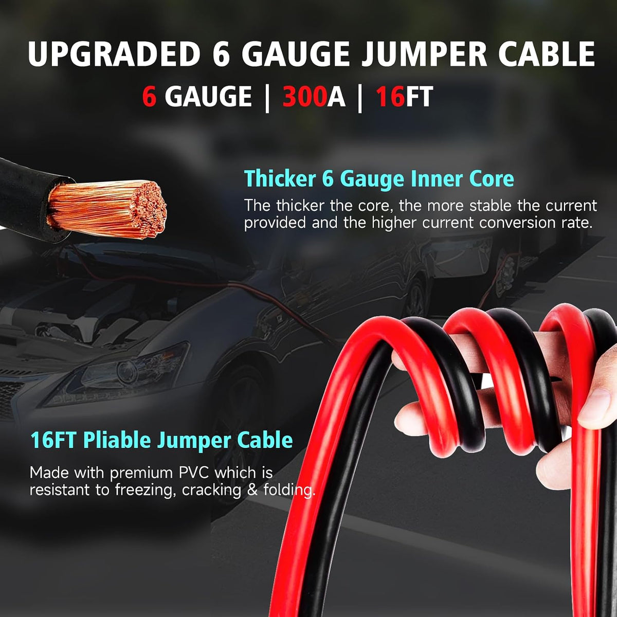 Car Emergency Kit, Car Emergency Kits for Vehicles with 6 Gauge 16 Ft Jumper Cables, Roadside Emergency Car Kit with Air Compressor, 88 Pieces Winter First Aid Kit Emergency Safety Tool