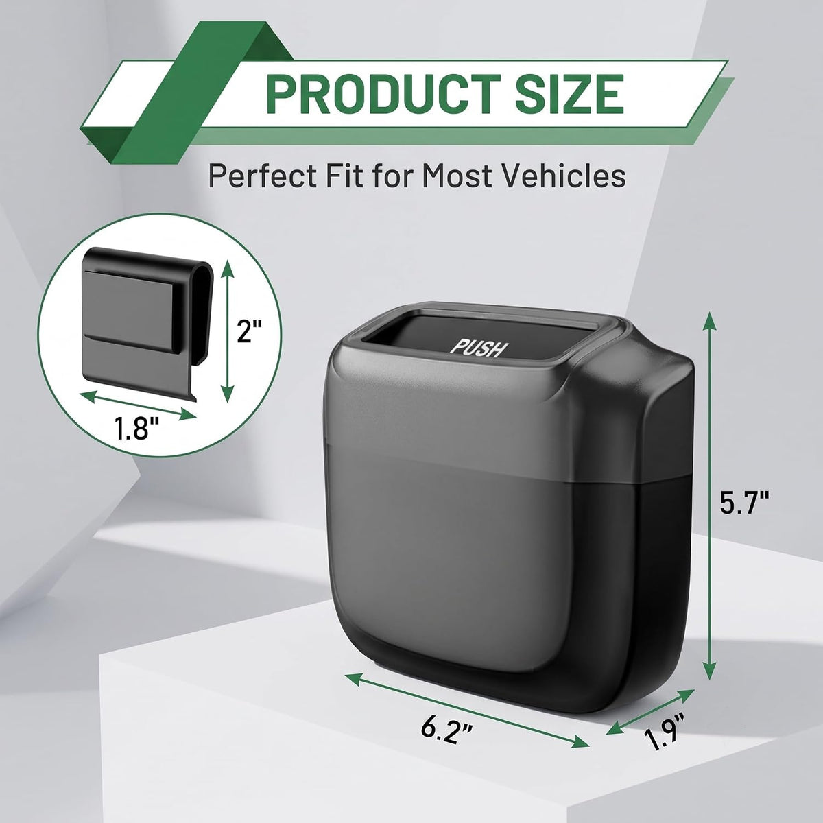 Car Trash Can with Lid, Waterproof Push to Open Garbage Bucket with 30 Trash Bags, Portable Large Capacity Door Side Storage Bin, Hanging Organizer for Most Car Home Office (Black)