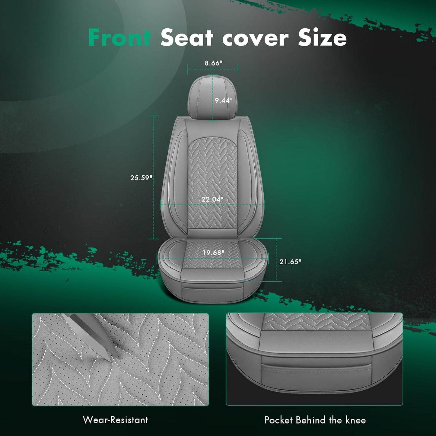 SCITOO 2PCS Car Seat Covers, Waterproof Front Seat Covers Automotive Seat Covers Vehicle Seat Covers Car Seat Protector Seat Cover Set for Cars SUV Pick-up Truck Sedan (2PCS Front, Gray)