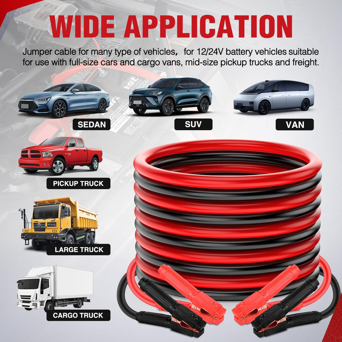 Nilight 0 Gauge 30FT 1000A Car Battery Jumper Cables Kit