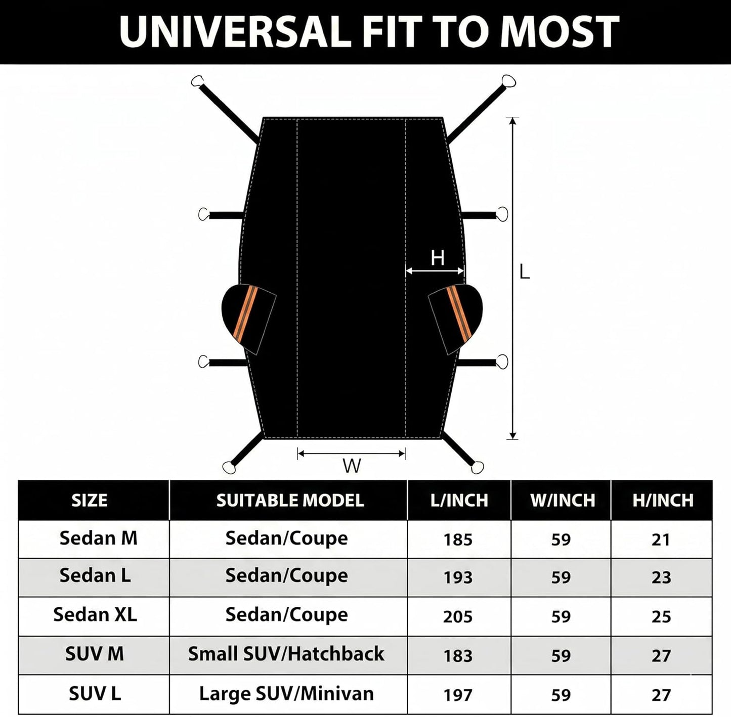 Half Car Cover Top, Hail Protector Car Cover with Cotton Liner, Sunroof & Windshield Cover for Ice and Snow, All Weather Vehicle Body Cover for Sun, Rain, Dust