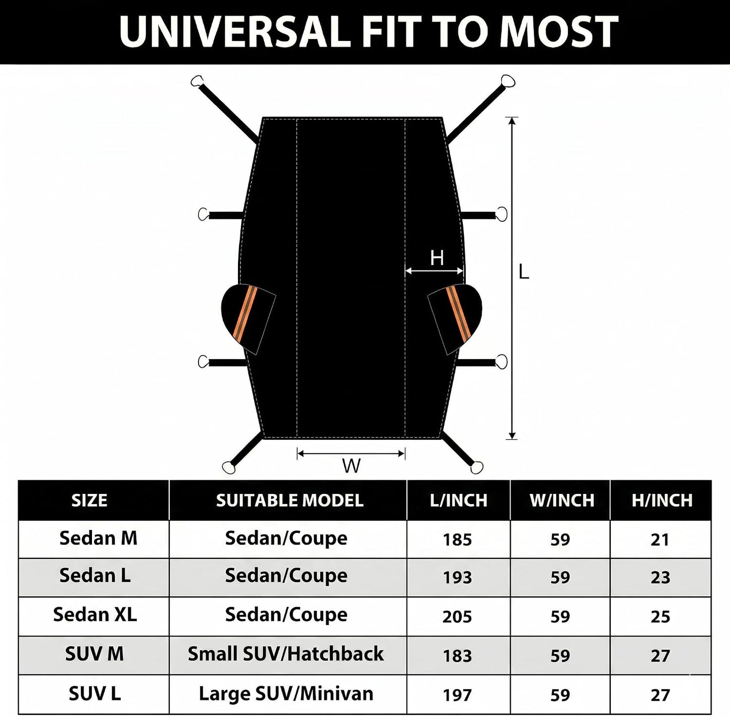 Car Cover Top Only for Sedan/Coupe, Partial Snow Cover with Cotton Liner, Windshield Cover Waterproof All Weather for Snow, Sun,Rain,Dust,Fit Sedan M