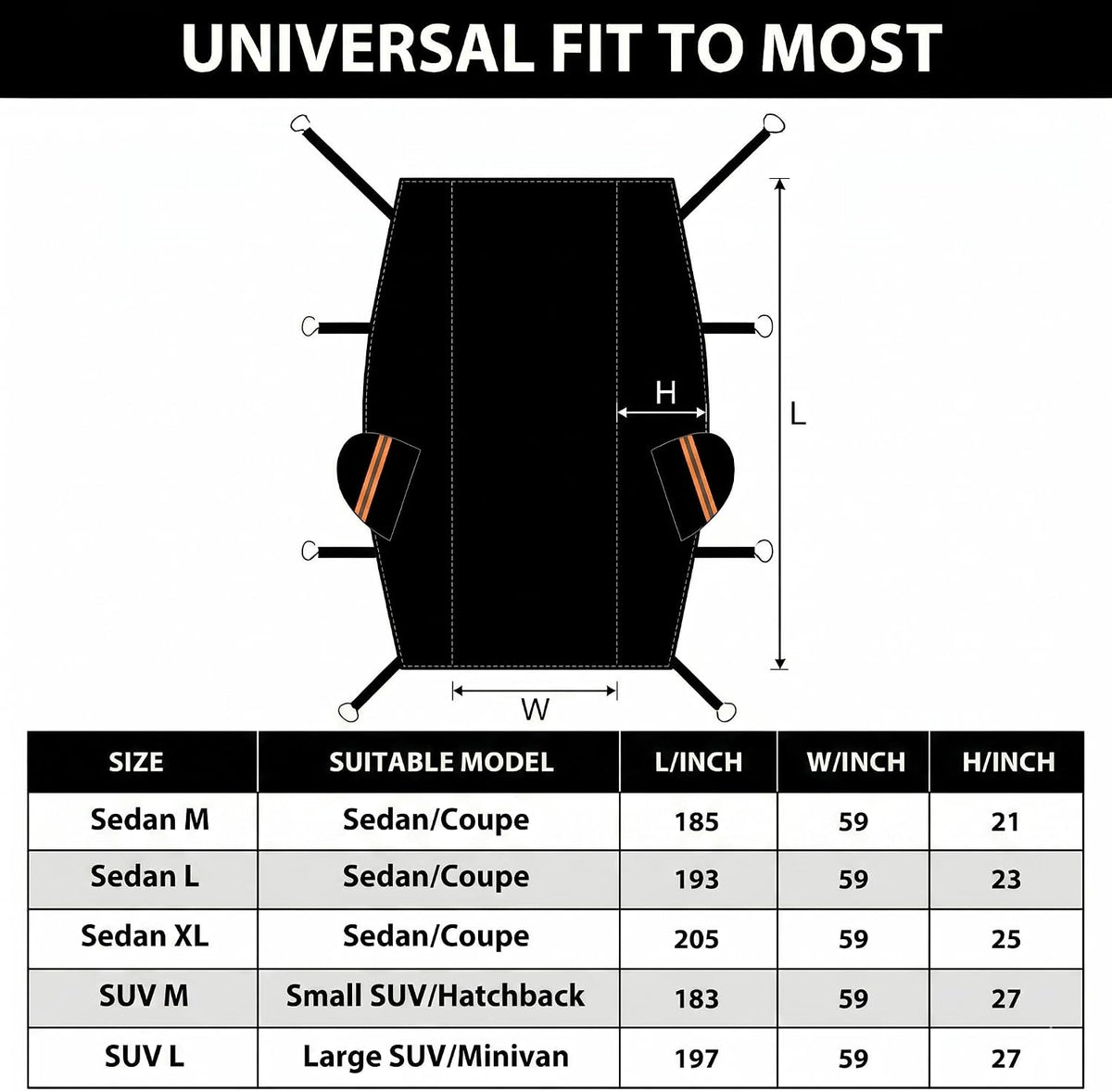 Half Car Cover Top, Hail Protector Car Cover with Cotton Liner, Sunroof & Windshield Cover for Ice and Snow, All Weather Vehicle Body Cover for Sun, Rain, Dust, Fit SUV M