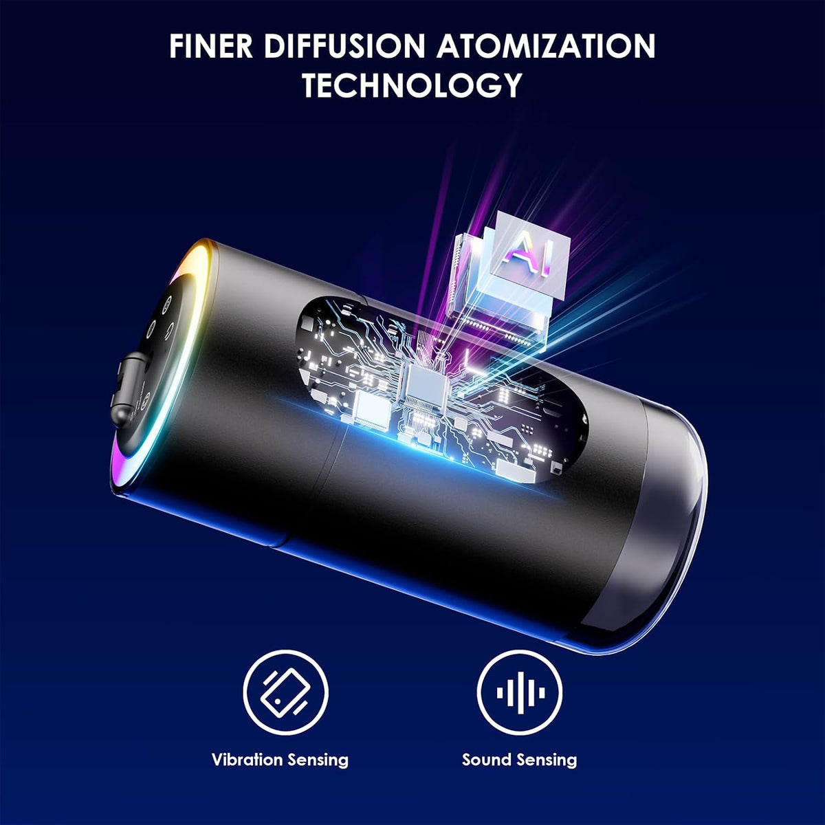 Smart Car Air Freshener Diffuser - 160ml Lasts Up to 6 Months, Spill-Proof Motion Auto On/Off, 3 Adjustable Mist Modes, Star Lights & Sound-Sync RGB - Car Accessories Gifts for Men (Cologne)