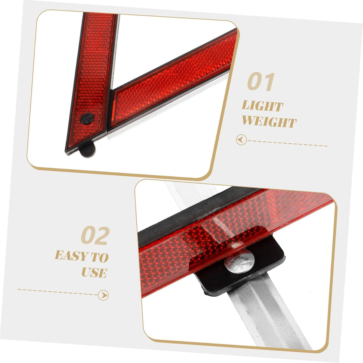 KICHOUSE Car Safety Triangles 3 Pack Reflective Road Triangle Kit for Traffic Safety Nighttime Visibility