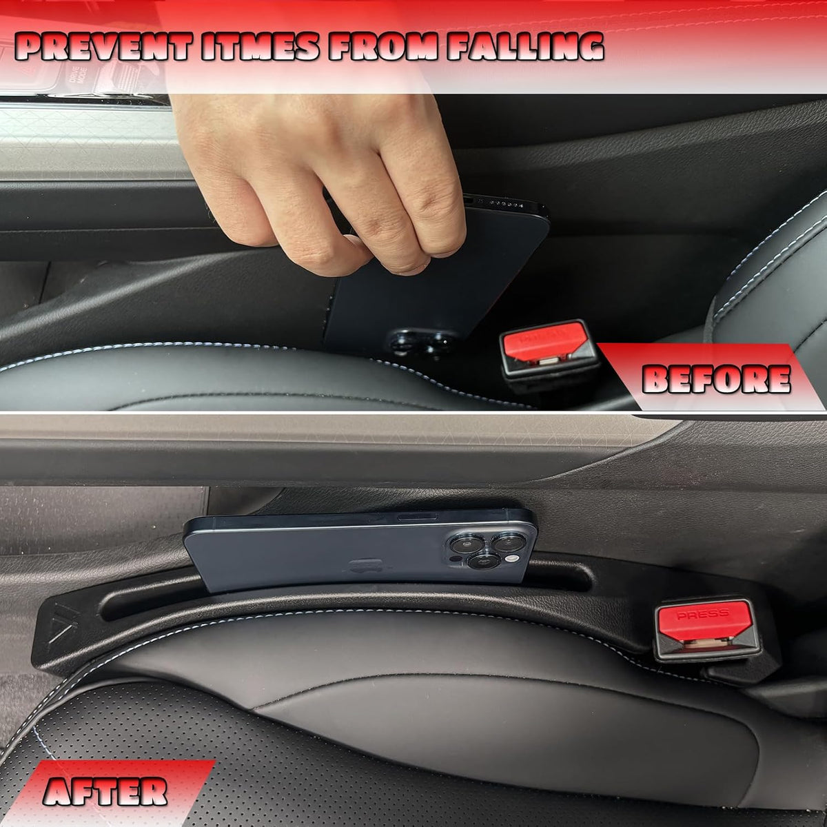 H-on-d-a Accord Seat Gap Filler, Car Seat Gap Filler Organizer Stop Things from Dropping Customized Interior Accessories for H-o-n-da, Black Pack of 2