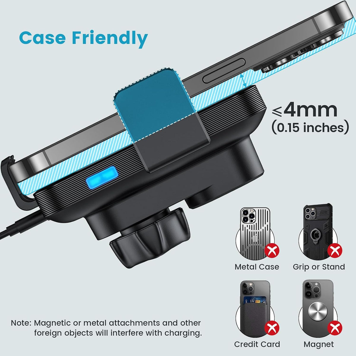 APPS2Car Wireless Car Charger Mount CD Slot Auto Clamping 15W Fast Charging