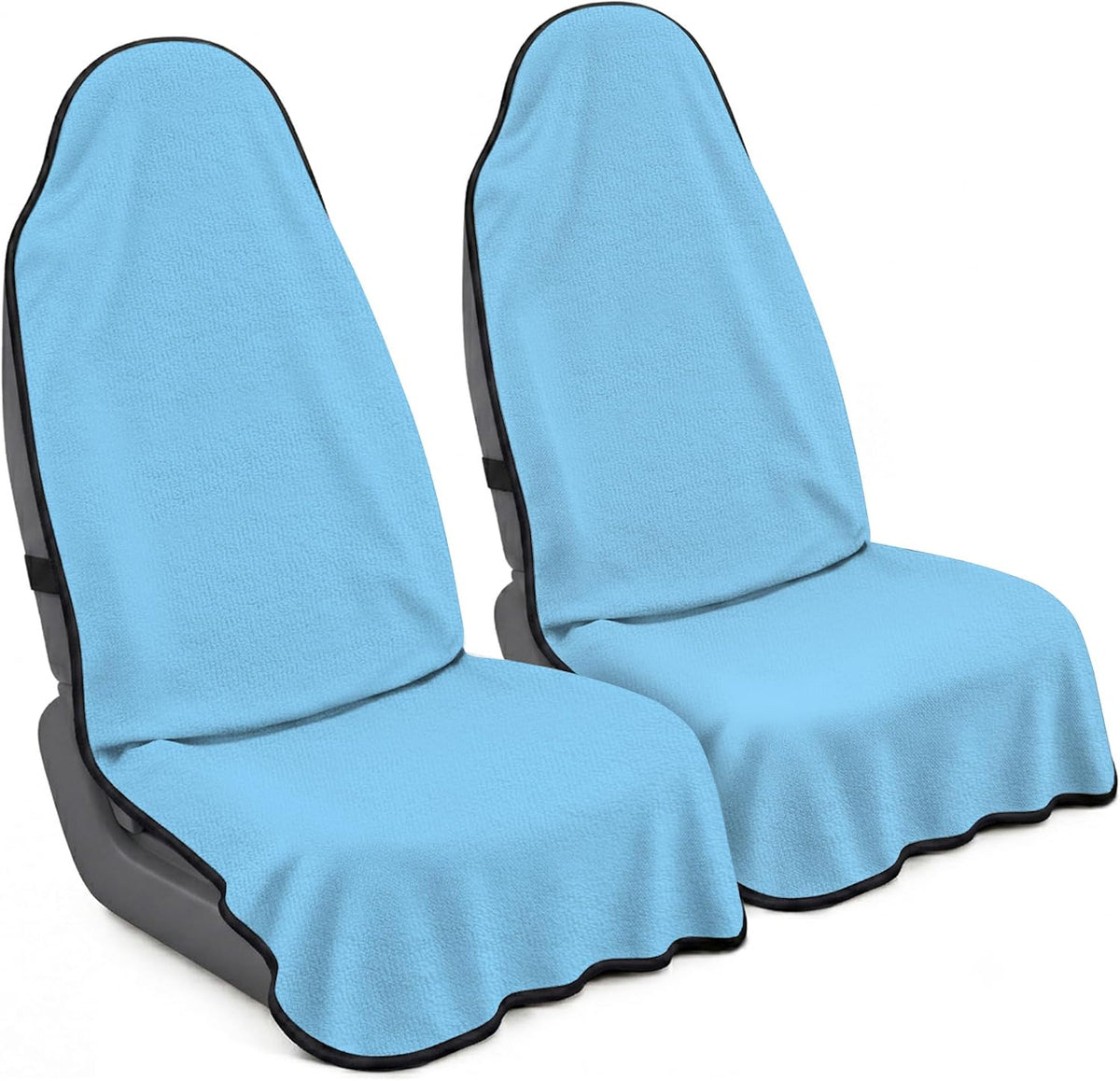 Car Seat Towel Cover 2 Pack for Front Seats, Sweat Absorbent Car Seat Protector with Non-Slip Backing, Waterproof Towel Car Seat Covers for Runners, Gym, Swimming, Beach, Pets, Sky Blue