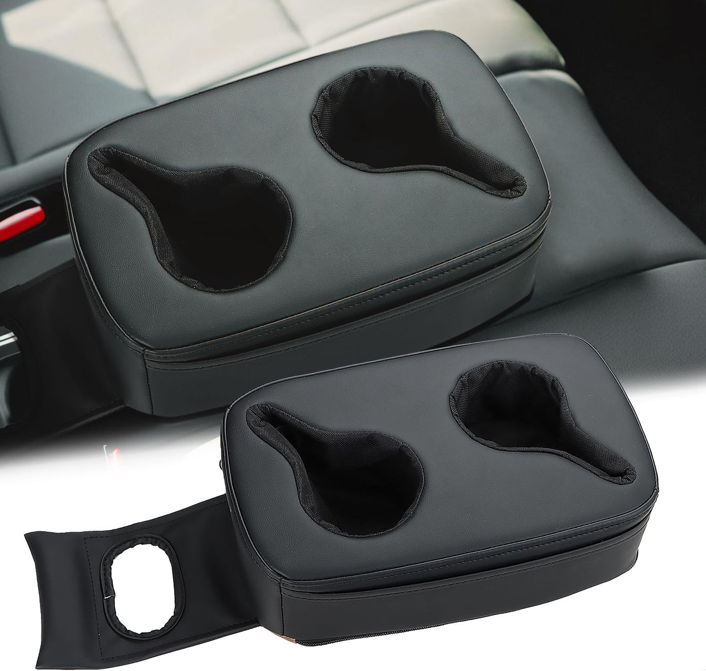 MARCHFA Automotive Cup Holders Tray Car Drink Holder SUV Back Seat Organizer Accessories Couch Cup Holder Tray Pillow Small (Reverse Direction Cup Holder)