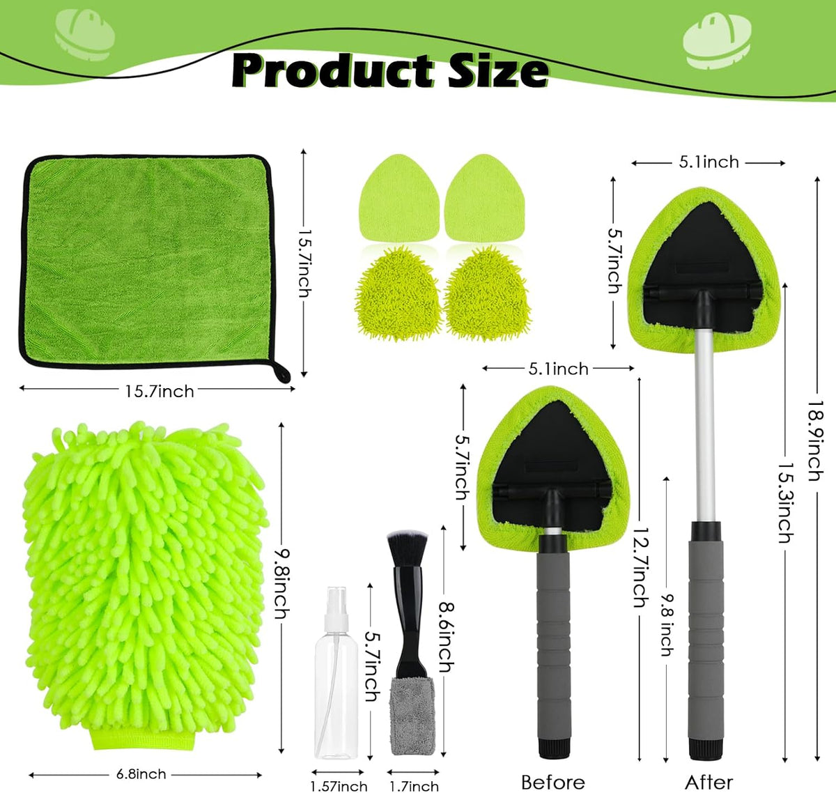 8PCS Windshield Cleaning Tool,19 Inch Car Windshield Cleaner Tool