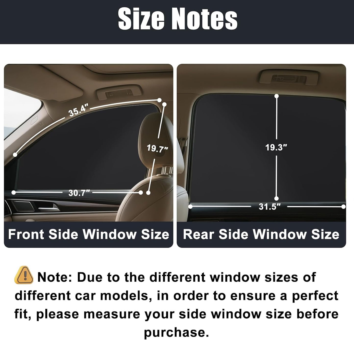 XCBYT Magnetic Car Side Window Shades 4 Pack, 100% Blackout Privacy | Blackout privacy for camping, naps & work. Keeps your car cool. Fits steel frames only, measure first. Handle magnets gently