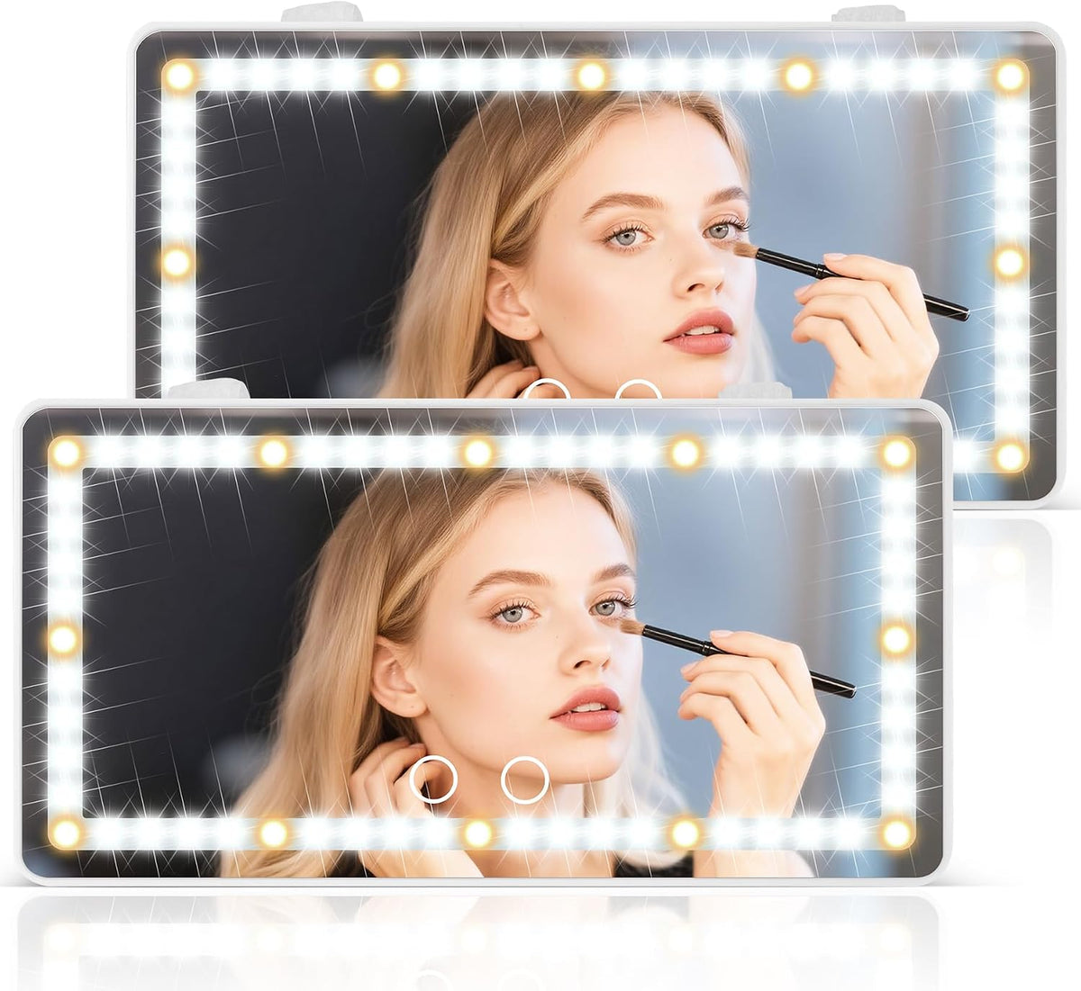 SINGARO Car Sun Visor Vanity Mirror - Rechargeable Makeup Mirror with 60 LEDs, 3 Light Modes & Dimmable Touch Control for Cars, Trucks, SUVs, Car Interior Accessories for Women (Black)