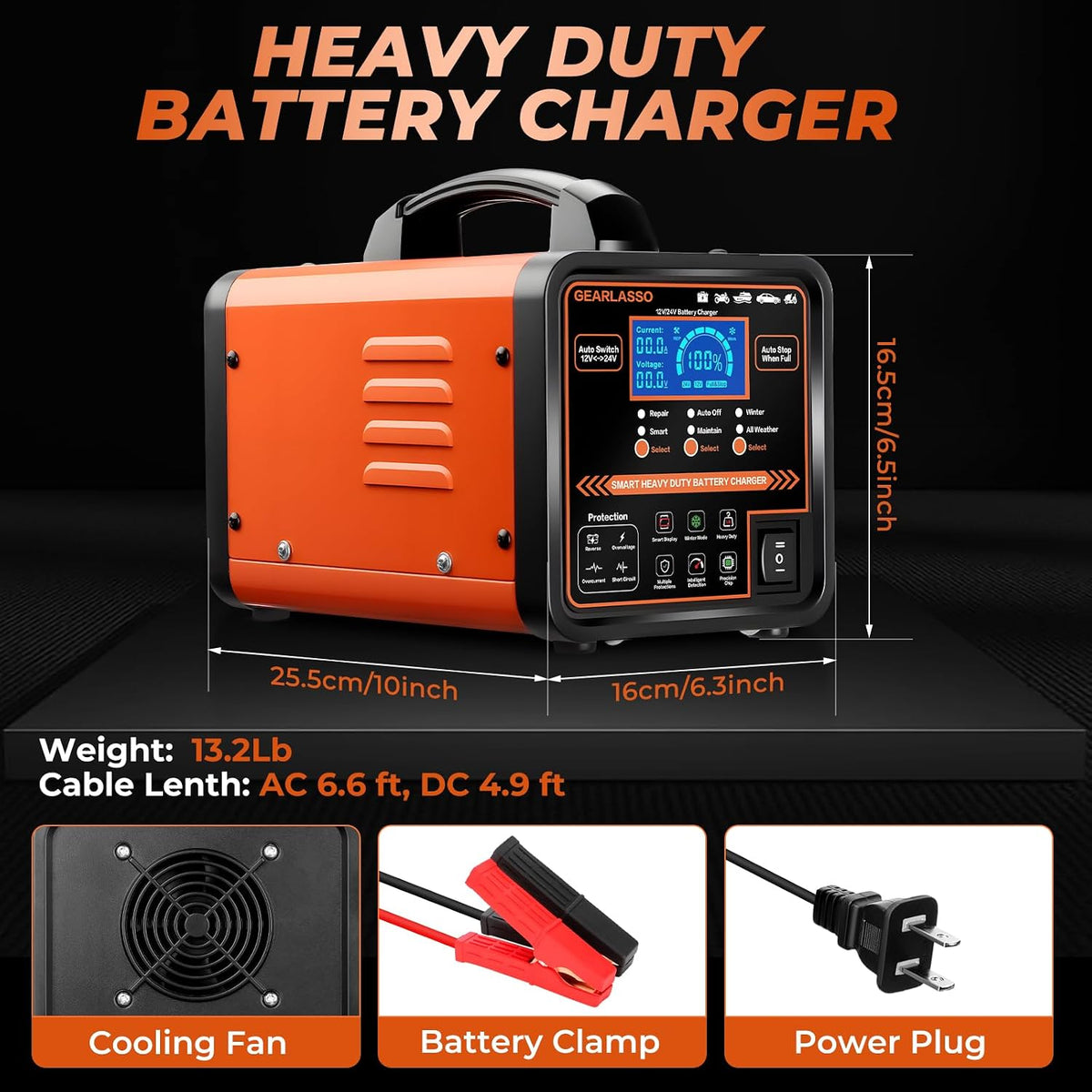 12V 24V Car Battery Charger, Automatic Battery Maintainer
