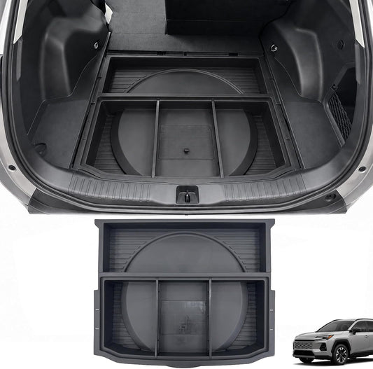 Hidden Trunk Storage Box for 2026 2027 Toyota RAV4 Hybrid, Under Floor Cargo Organizer Tray, Rear Trunk Insert Storage Bin, Multi-Compartment SUV Cargo Accessories, Black