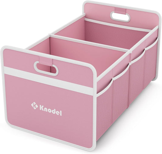 K KNODEL Car Trunk Organizer, Foldable Organizer for Car, Automotive Consoles & Organizers, Storage with Reinforced Handles (Small, Pink)