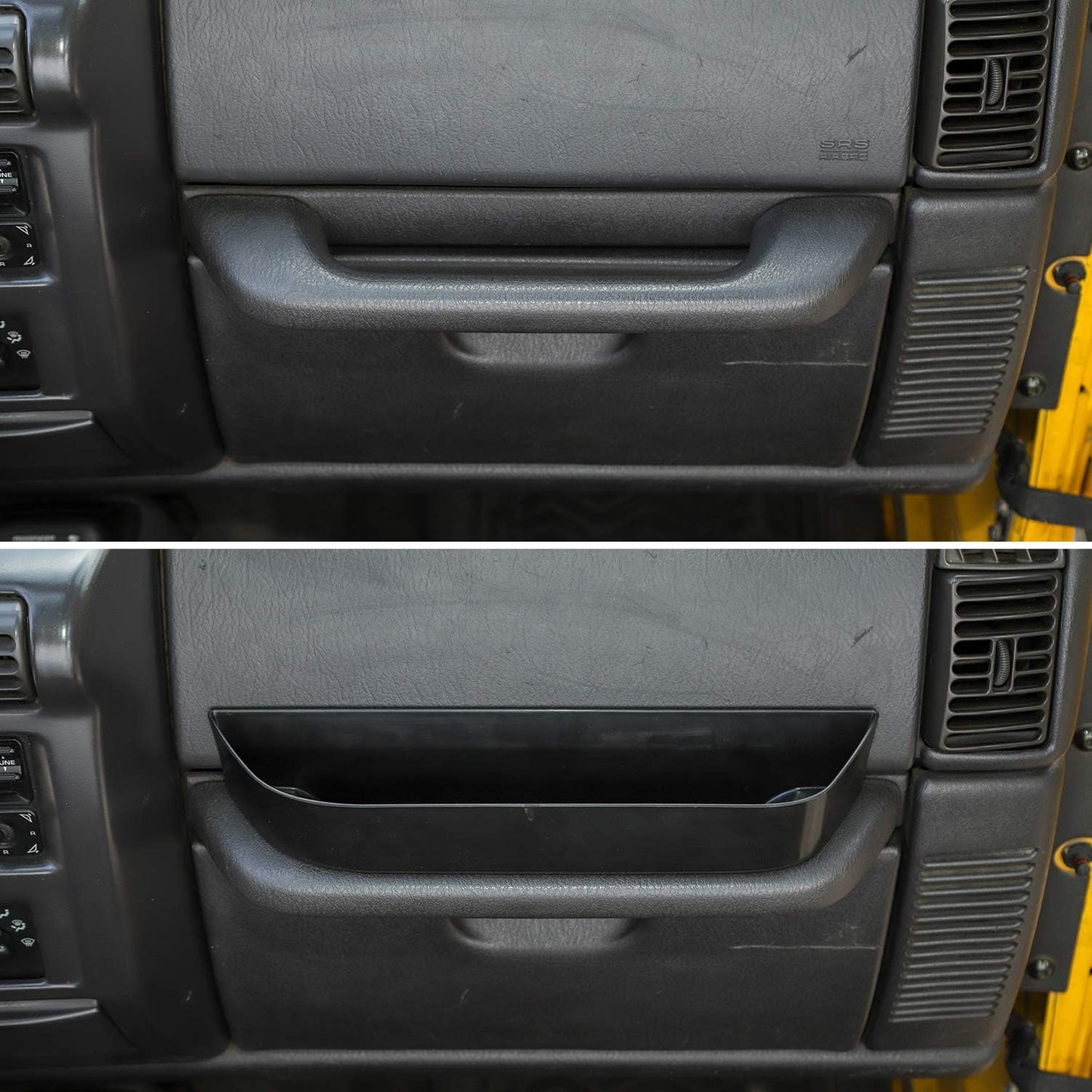 JeCar TJ GrabTray Passenger Storage Tray Organizer Grab Handle Accessory Box for 1997-2006 Jeep Wrangler TJ 2-door/4-door, Interior Accessories, Black