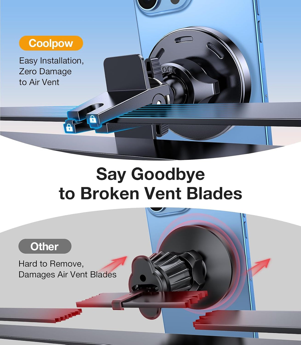 Coolpow for MagSafe Car Mount Charger【15W Top Charger】Magnetic Wireless Car Charger for iPhone Magsafe Car Charging【Strong Magnets】Magnetic Phone Holder Mount Charger for iPhone 17 Pro Max 16 15 14 13